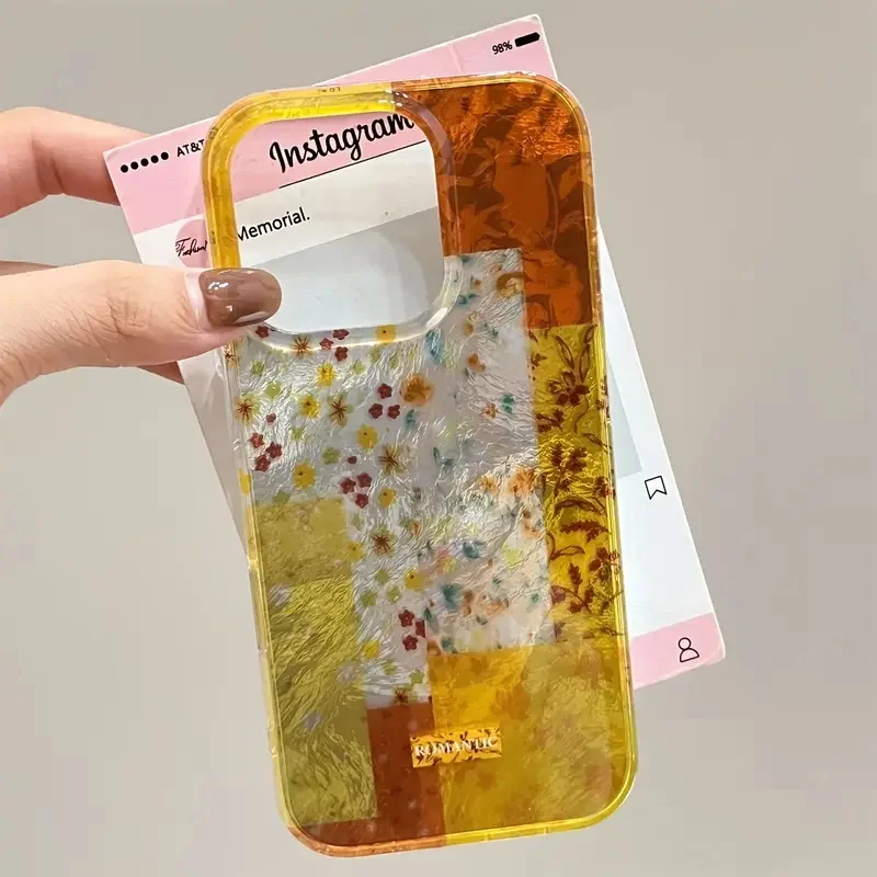 Funda de teléfono para iPhone 17 Pro Max 16E 16 15 14 13 12 11 XS X XR 7 8 Plus SE2 rejilla de empalme de aire cubierta de silicona con patrón Floral Capa - imagen 5