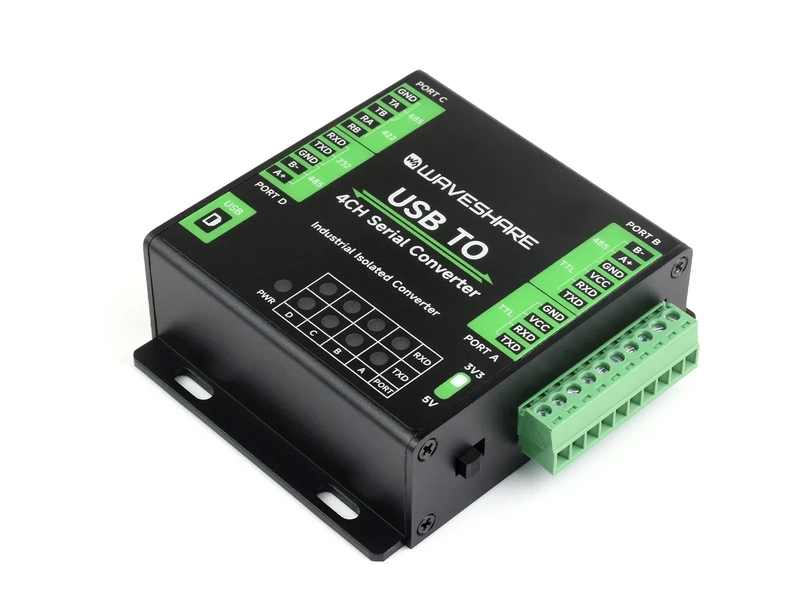 Waveshare Convertidor industrial USB a serie de 4 canales, compatible con USB a RS232/485/422/TTL Chip FT4232HL original - imagen 3