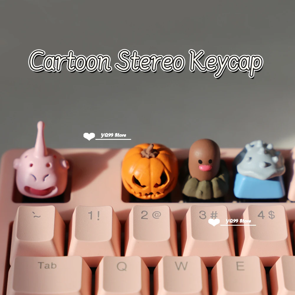 Teclas retroiluminadas de calabaza pequeñas personalizadas, teclas estéreo de dibujos animados, tapa de teclado mecánico Cherry MX, adecuada para juegos ESC KeyCap
