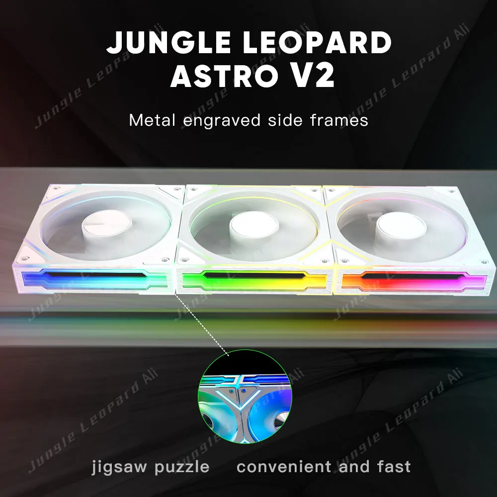 Jungle Leopard Astro V2 ventilador con cubierta de PC 120mm 5V 3Pin ARGB efecto de luz de espejo cíclico PWM 800 a 1850RPM ventilador de refrigeración - imagen 3