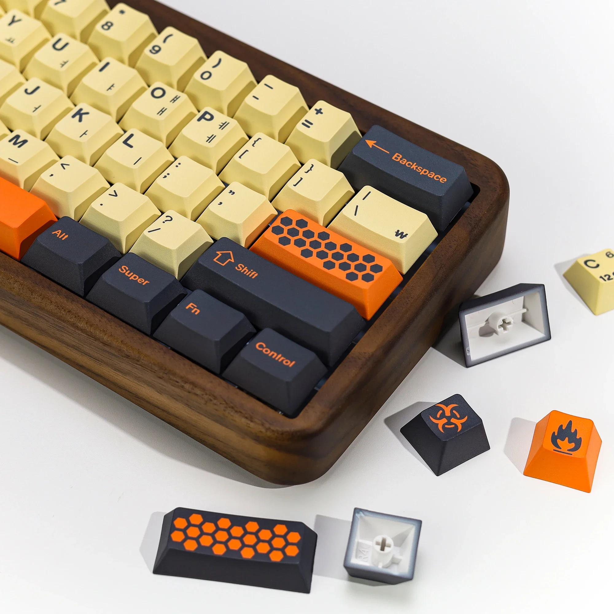 KBDiy 체리 프로파일 PBT 카본 한국어 키캡 커스텀 (기계식 키보드 키캡) MX 스위치용 143키 Aula F87 F108 F99