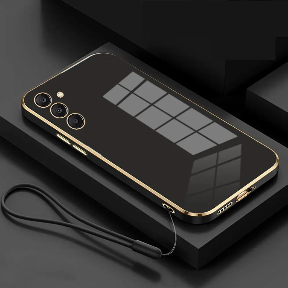 Para Samsung A25 funda Galaxy A15 5G A05S F34 M34 5G F54 A24 4G M54 funda de teléfono chapada cuadrada de lujo funda trasera a prueba de golpes