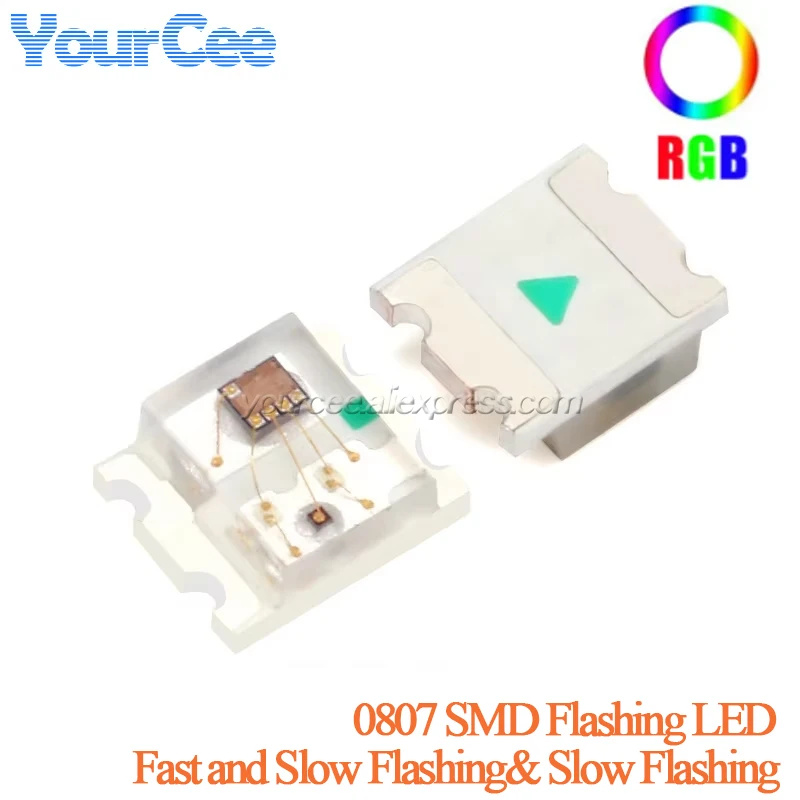 100 uds/10 Uds diodo LED SMD intermitente 0805 RGB Diodo flash Alto Brilho Diod 0807 RGB Flash LED Color Flash rápido Flash lento