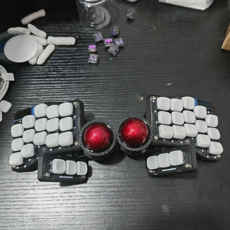 2025New Crosses 3X5 Teclado dividido personalizado con cable/inalámbrico Dual Track Ball Choc V1 soporte QMK/ZMK pantalla de juego de intercambio en caliente Teclado - imagen 3