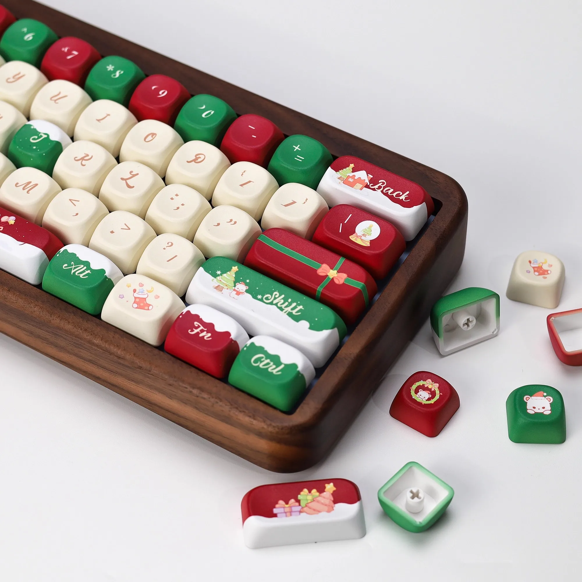 KOA-teclas con tema de Feliz Navidad, 133 teclas, perfil de cereza, ISO PBT, tinte Sub para interruptor MX, teclado mecánico con diseño DIY - imagen 3