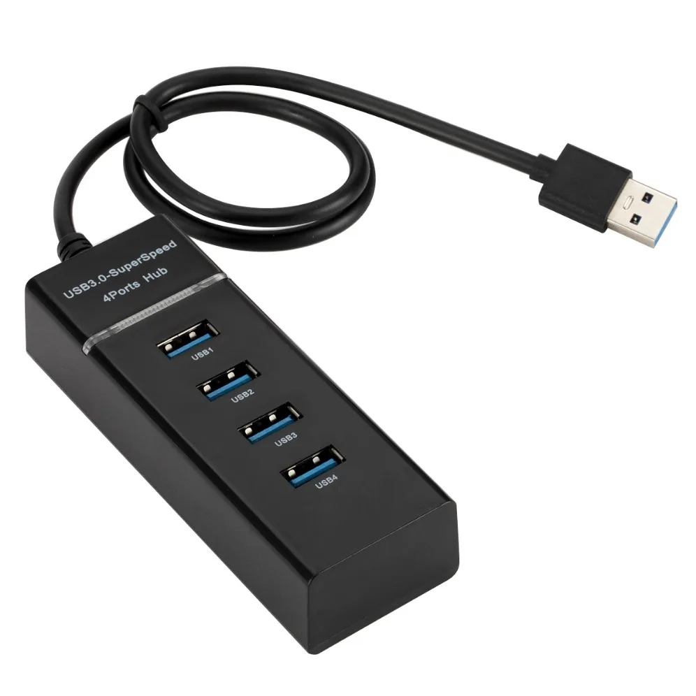 Un centro USB negro con cable