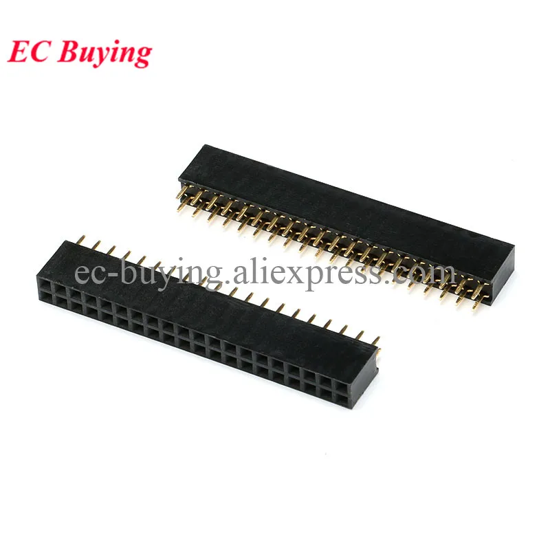 10 Uds 2X20 PIN doble fila recta PIN hembra encabezado 2,54 MM conector de tira de paso 2*20 20p 20 pines 20 pines para placa PCB - imagen 3