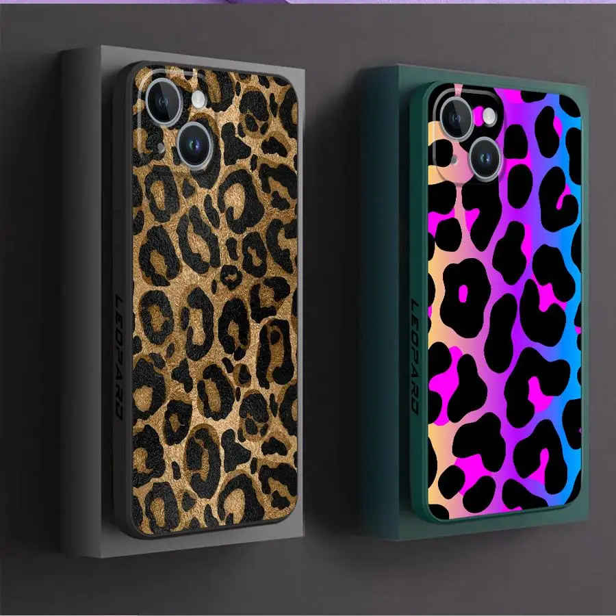 Funda de teléfono con patrón de leopardo para iPhone SE 16 15 Plus 13 Pro 12 Mini 14ProMax XS Max 16e 11 8 7 XR, funda suave - imagen 3