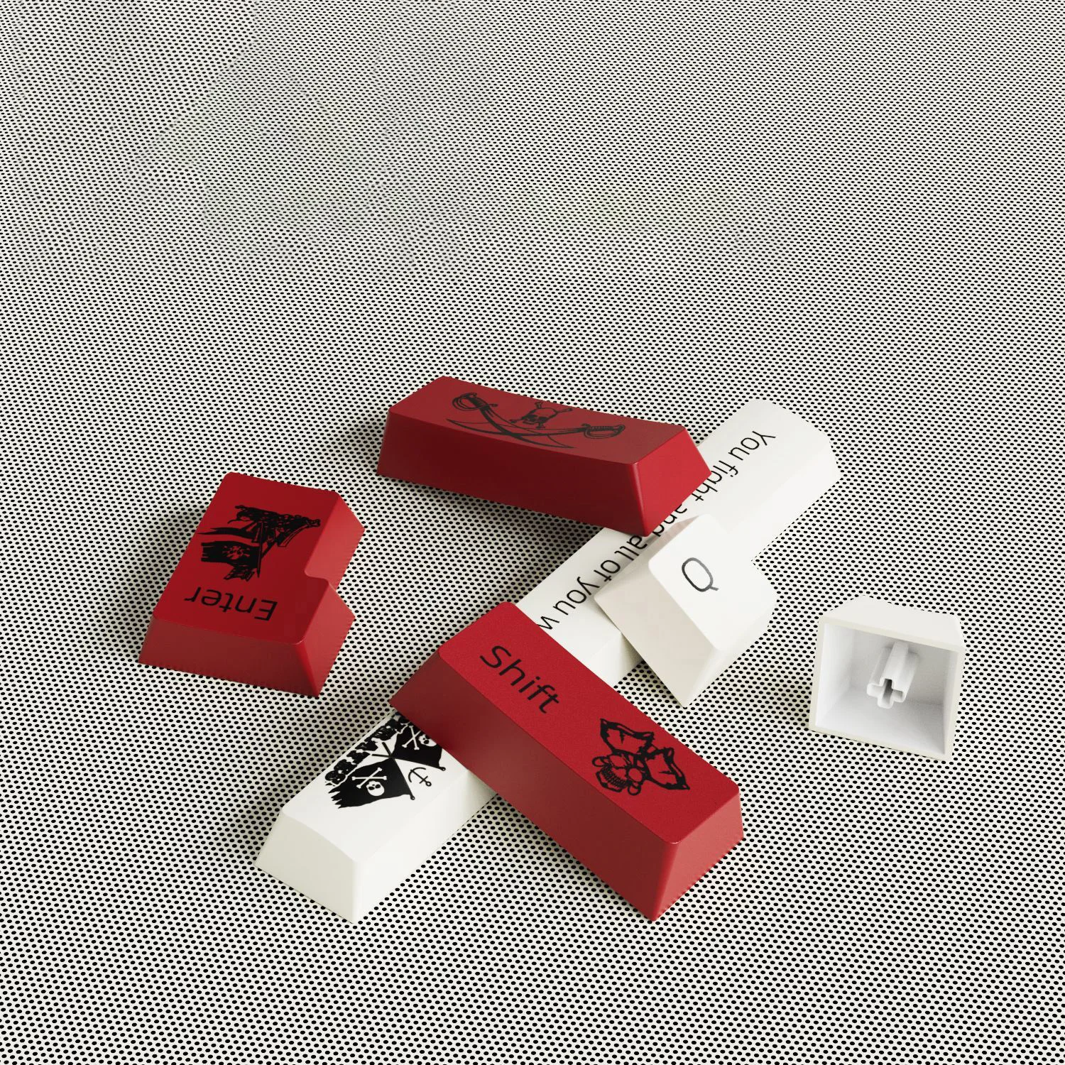 Teclas PBT con temática pirata, perfil de cereza, 5 lados, subteclas de tinte, 130 teclas para interruptores Gateron MX, Teclado mecánico para jugar - imagen 4