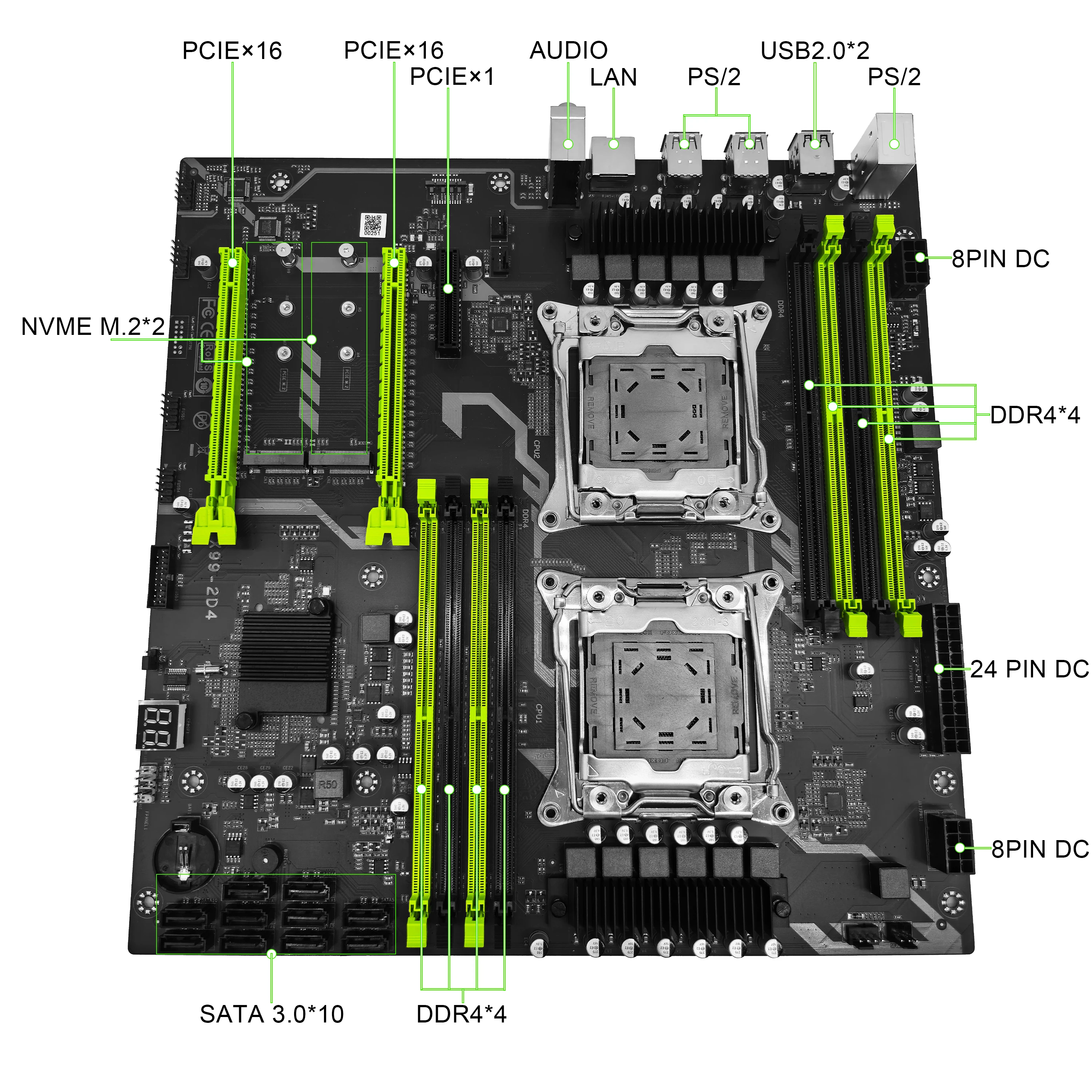 ZSUS X99 placa base Dual C612 Chip CPU M.2 LGA 2011 V3 E-ATX USB3.0 SATA3 8 DIMM DDR4 compatible con ranura para procesador Xeon 2011-3 - imagen 5