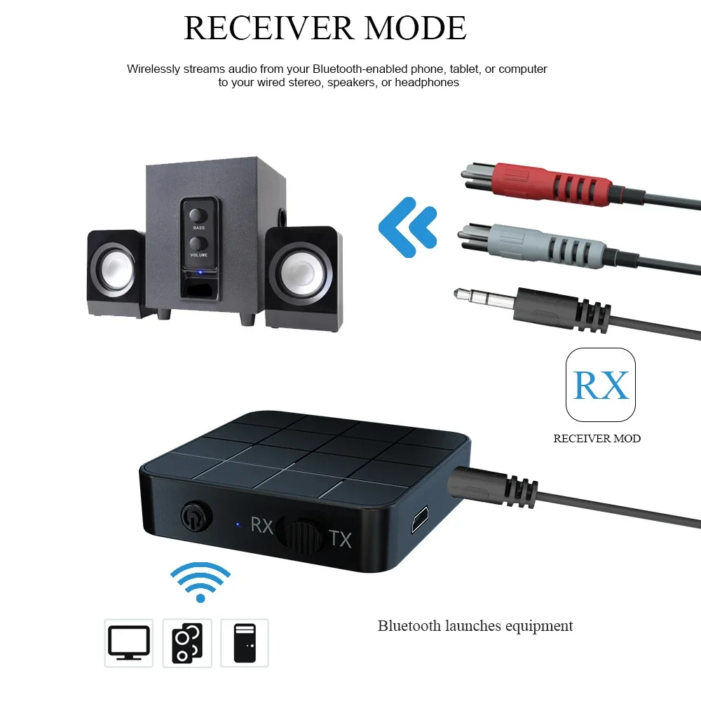 Estéreo de música 2 en 1 Compatible con Bluetooth 5,0 transmisor receptor de Audio KN321 adaptador inalámbrico con conector auxiliar RCA de 3,5 MM para coche - imagen 4