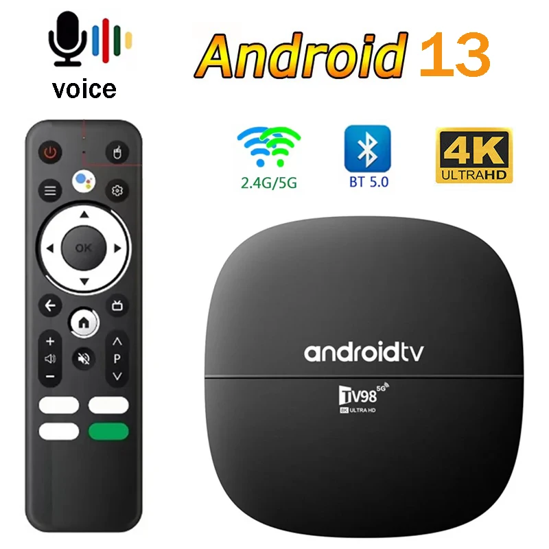 TV98 ATV H313 TV Box Android 13 Allwinner H313 Quad Core Cortex A53 4K HDR10+ 4G 5G Dual WiFi BT5.0 Voice remote Smart TV BOX