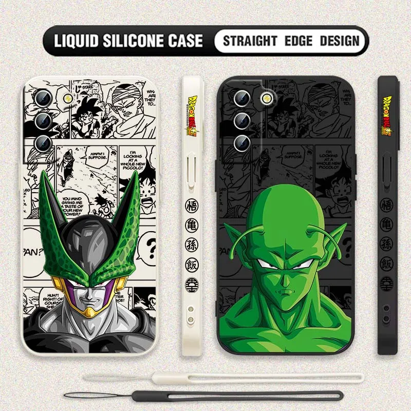 D-Dragon Ball Anime Art para Samsung Galaxy S25 S24 S23 S22 S21 S10 FE Plus Ultra 5G cubierta de la caja del teléfono de cuerda izquierda líquida
