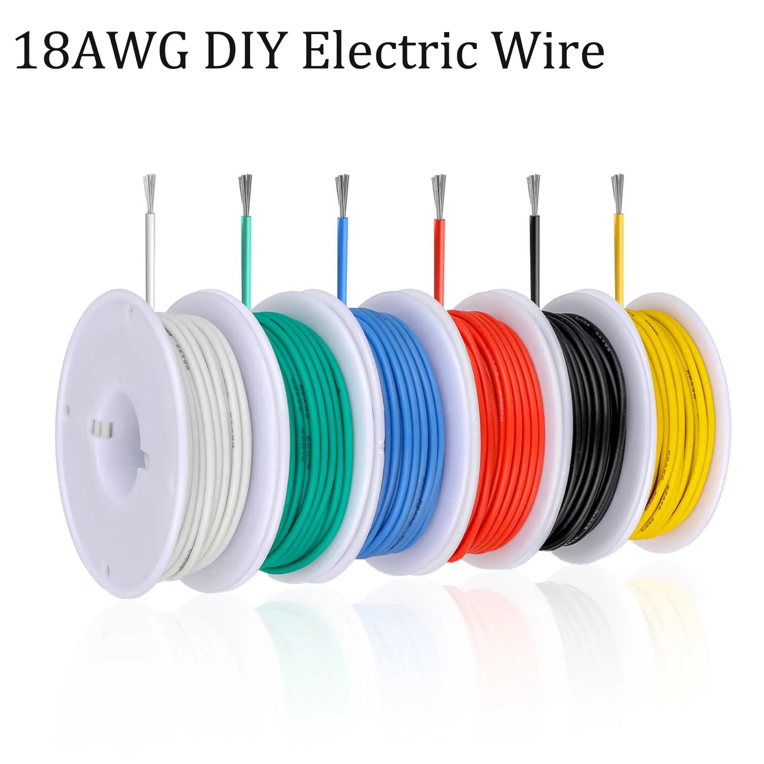 Cable eléctrico trenzado de 18 AWG, cables de cobre estañado de calibre 18, Kit de cable de conexión eléctrico de silicona Flexible de 16, 4 pies/5m cada color