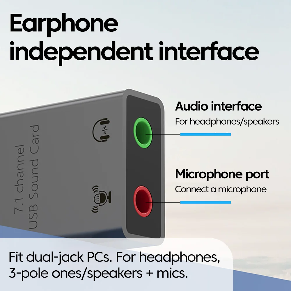 Elough USB/Tipo c a tarjeta de sonido de 3,5 mm Computadora de simulación externa Computadora portátil de 7,1 canales para mejorar la calidad del sonido - imagen 3