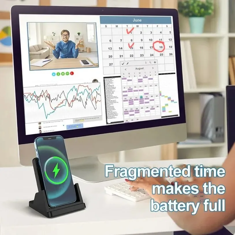 Soporte de cargador inalámbrico de 30W, estación de carga rápida ultrafina para teléfono móvil de escritorio para iPhone 16-12 Samsung Xiaomi - imagen 4
