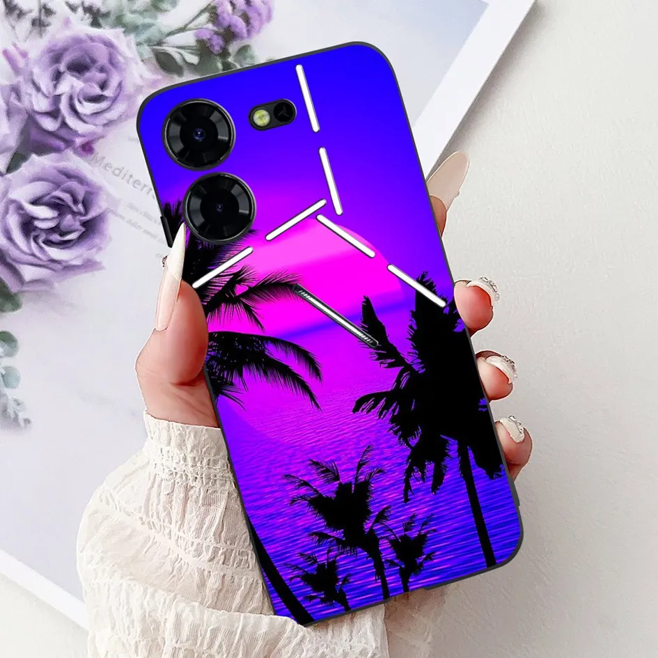 Funda de silicona para Tecno Pova 5 Pro 5G LH8n Funda Popular flor mariposa suave negro TPU Funda para Tecno Pova 5 Pova5 LH7n Coque - imagen 2