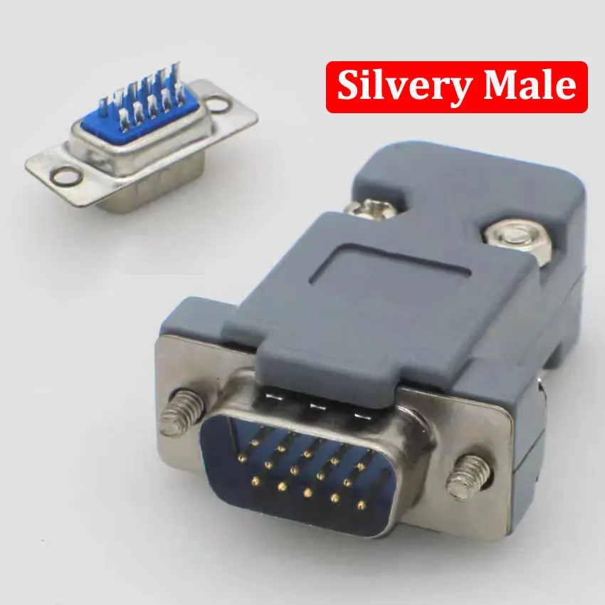 Conector adaptador DB15 de enchufe de soldadura VGA, conector DB15 hembra y macho, puerto D Sub HDB15, enchufe de 3 filas y 15 pines, interfaz de vídeo de ordenador - imagen 2