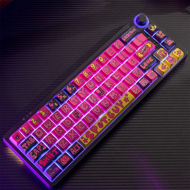 ECHOME-teclas con letras grandes para teclado mecánico, teclas con diseño Original de grafiti, 130 teclas, PBT Dye, subcama, perfil MDA - imagen 3
