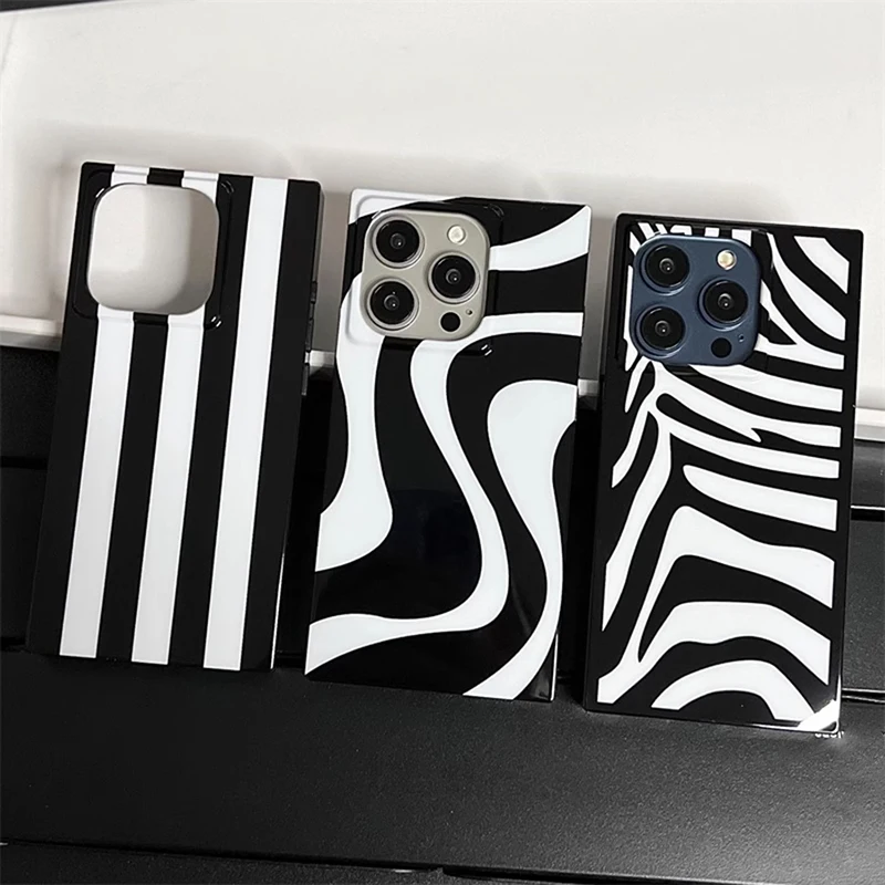Funda trasera brillante con patrón de rayas de vaca a la moda para iPhone 13 14 15 16 17 Pro Max - imagen 4