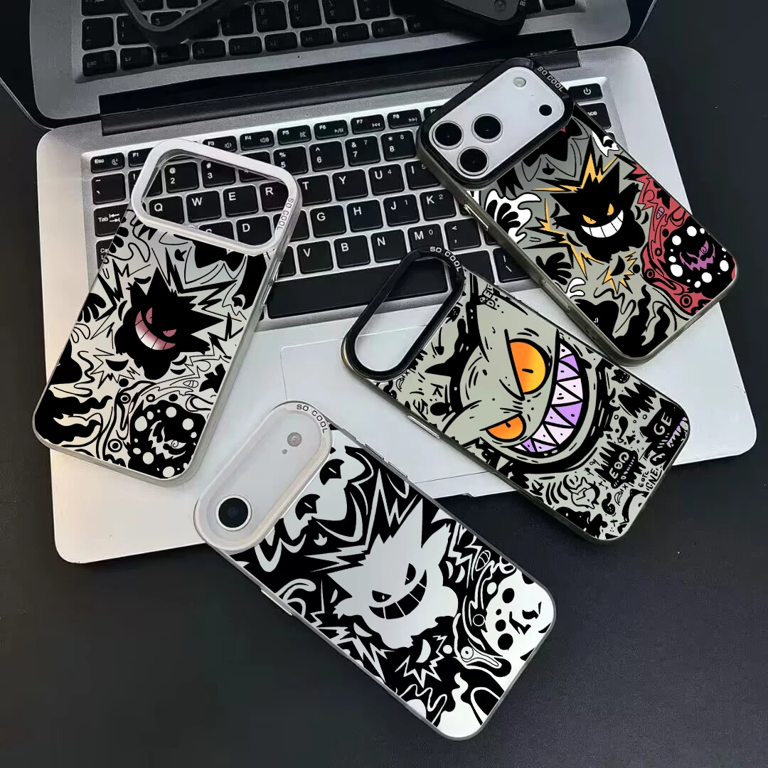 Funda de teléfono para IPhone 17 Pro 17 Air 16 15 14 13 12 11 Pro Max 16E Funda Cool Gengar Pokemon Matte Laser IMD Funda a prueba de golpes