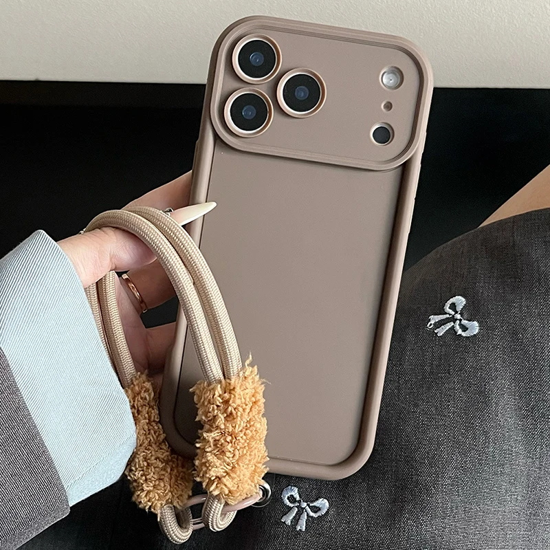 Funda de teléfono de lujo de Color caramelo para Xiaomi Redmi Note 14 13 12 Pro Plus 5G 13 12S Redmi 12 14C funda de correa colgante de muñeca de felpa suave