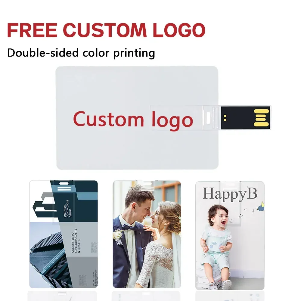10/20/50 Uds. Tarjeta de crédito personalizada con logotipo 16GB 32GB 64GB unidad Flash USB 2,0 Pendrive 4GB 8GB memoria Stick Pen Drive para regalos - imagen 2