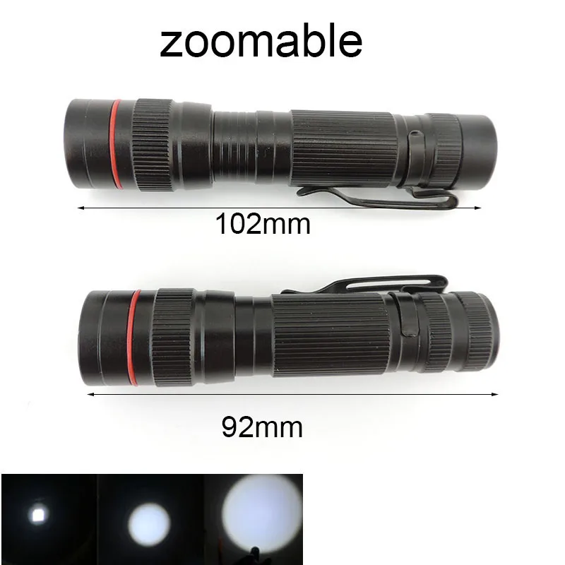 Clip pequeño con zoom, batería AA de bolsillo, Mini linterna LED, luz de Flash, lámpara táctica para senderismo, pesca, camping 14500 - imagen 5