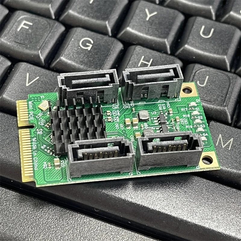 Mini PCIE a 4 puertos SATA tarjeta de expansión Riser SATA 3,0 adaptador de altura completa MPCI-E a Quad SATA HDD interfaz tarjeta adaptadora para PC - imagen 5