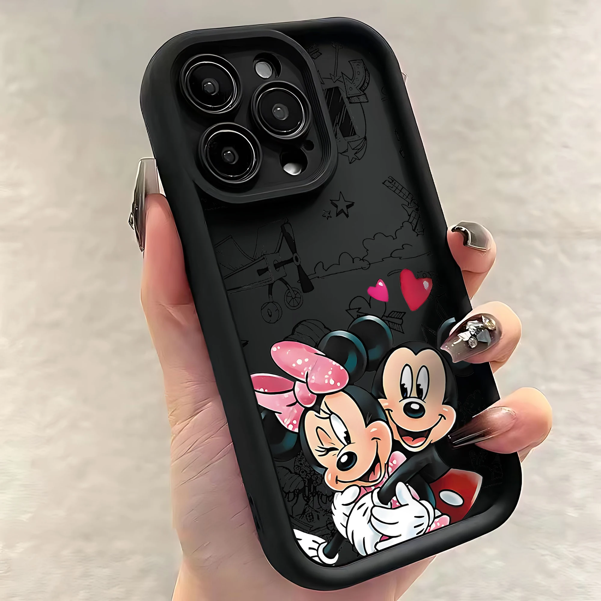 Mickeys Minnies pareja Linda funda de teléfono para IPhone 16 15 14 13 12 11 Pro Max Mini XR XS X 7 8 Plus cubierta trasera suave de TPU - imagen 5