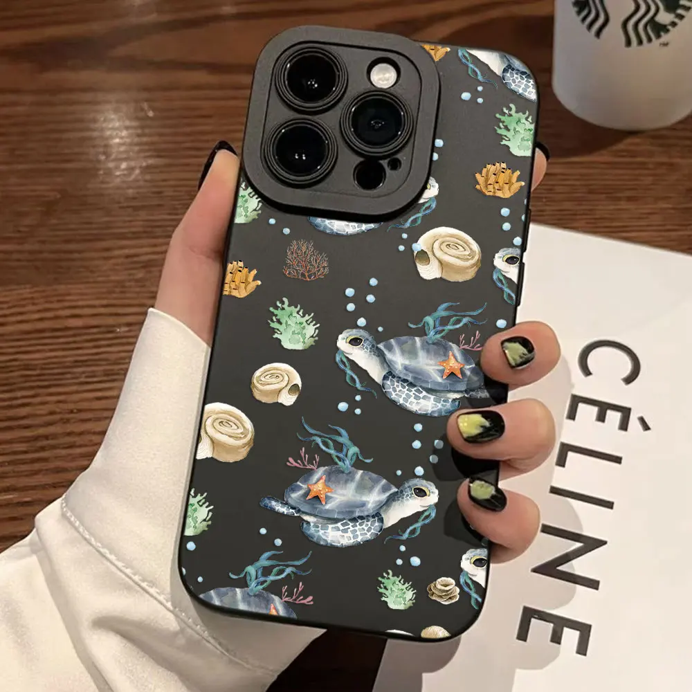 Funda de teléfono de pantalla completa con diseño de tortuga de dibujos animados de verano para iPhone 16 15 14 13 12 11 X XR Xs 8 7 Plus Pro Max, funda de silicona - imagen 5