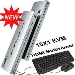 Conmutador KVM HDMI 16x1 USB 1080p para Teclado y Ratón