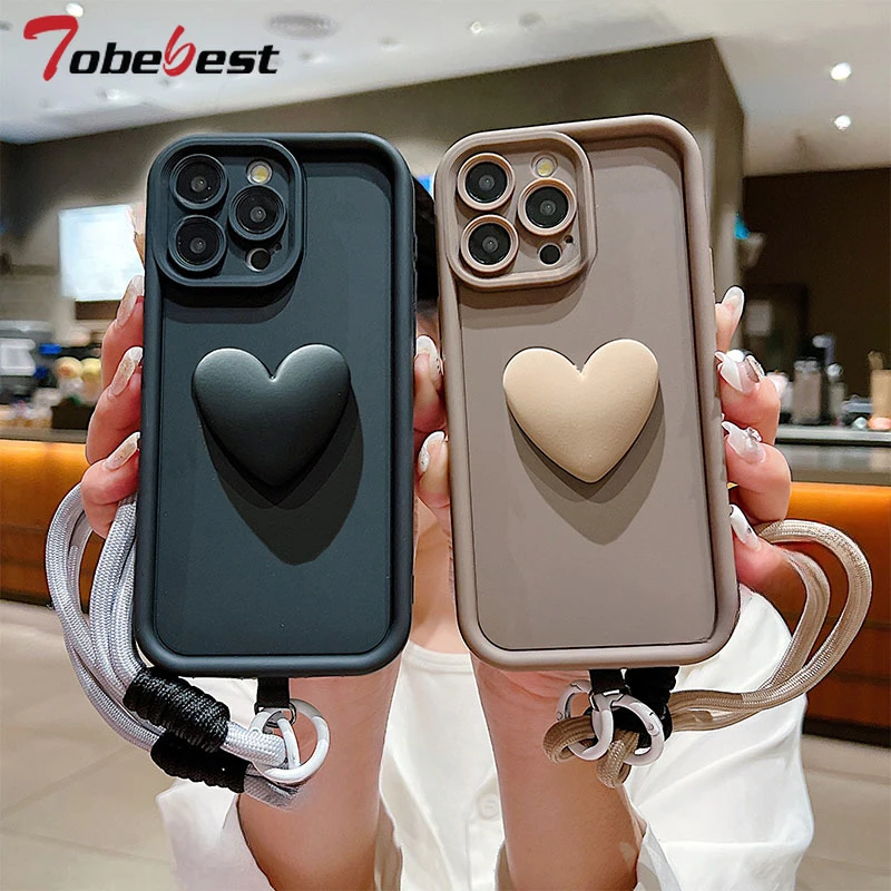 Funda con cordón para muñeca y corazón de amor para Samsung Galaxy S24 S23 S22 S21 S20 Ultra FE Plus 5G - imagen 2