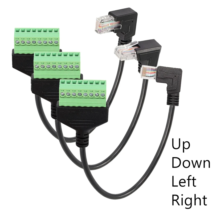 Rj45 a bloque de terminales de tornillo conector 8p Ethernet Rj45 macho hembra a Cable adaptador de red de Terminal de tornillo de 8 pines para CCTV DVR