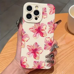 Funda Silicona iPhone Antigolpes Hibisco Rosa Elegante