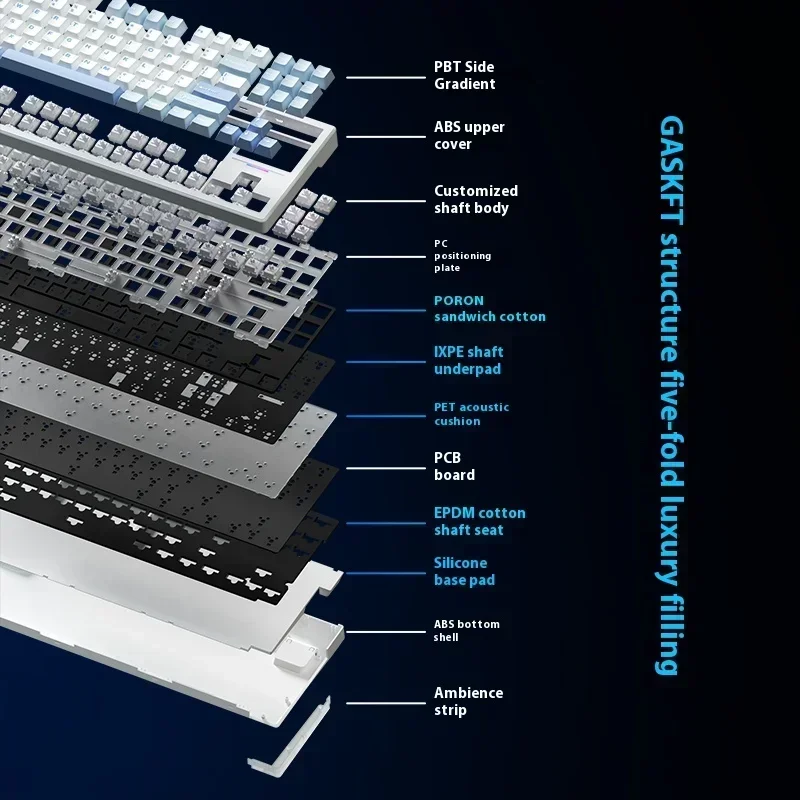 Weikav WK87 RGB intercambiable en caliente, teclados mecánicos inalámbricos de tres modos, teclado para juegos, portátil, accesorios para jugadores Esport personalizados, regalos - imagen 5