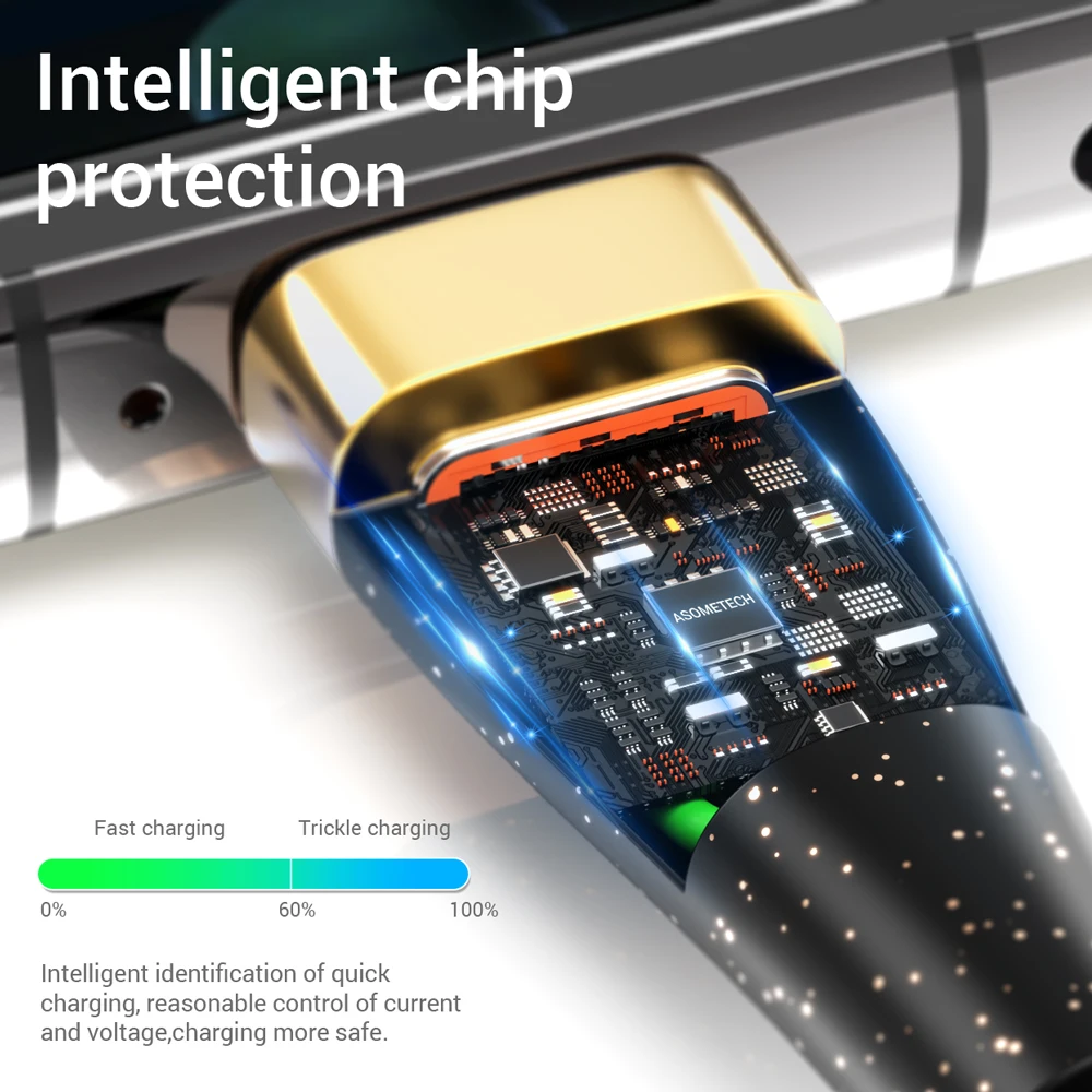 ASOMETECH-Cable de carga USB 3 en 1, accesorio de 6A y 100W para Huawei/Honor, Micro USB portátil tipo C, para iPhone 14 Y Samsung - imagen 5