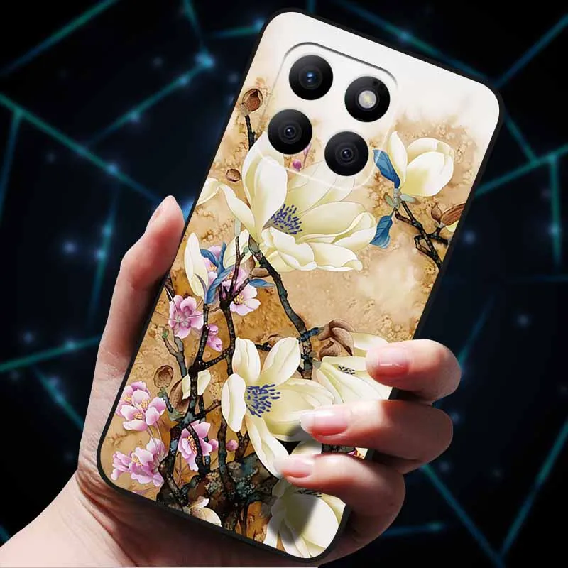 Para Honor X8c X8B X6B 4G funda X5B Plus x6A X8A X8 5G 4G parachoques de silicona suave 3D flores en relieve fundas de teléfono para Honor X8C - imagen 4