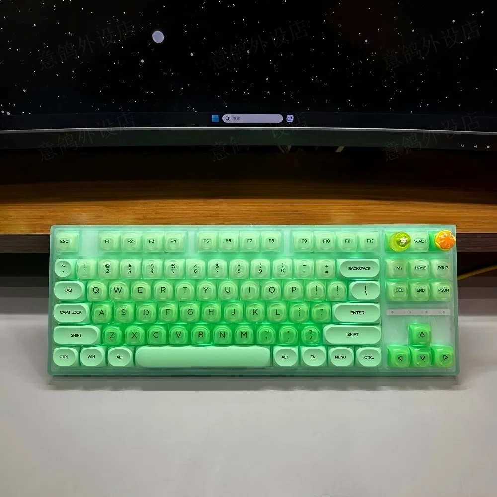 Tapa de tecla de gelatina de lima, bonita y redonda PBT + PC, 130 teclas HOA Pudding, translúcida, Compatible con teclado mecánico 61/68/75/104 - imagen 3