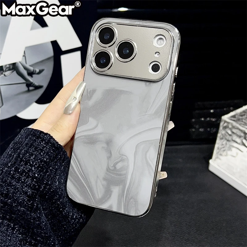 Funda de teléfono con revestimiento de textura ondulada Simple de lujo para Apple iPhone 17 16 15 14 13 Pro Max lente de cámara protectora a prueba de golpes - imagen 2