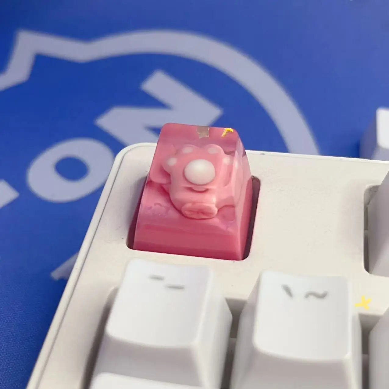DIY lindo gato rosa cabeza Keycap gato garra juego Teclado mecánico resina transparente brillo ESC llave pareja regalo Keycap - imagen 4