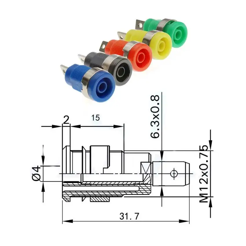 Cltgxdd multímetro de poste de encuadernación, instrumento de enchufe Banana, Conector de sonda de prueba de Terminal forrado de alto voltaje, 4MM, 1 unidad - imagen 3