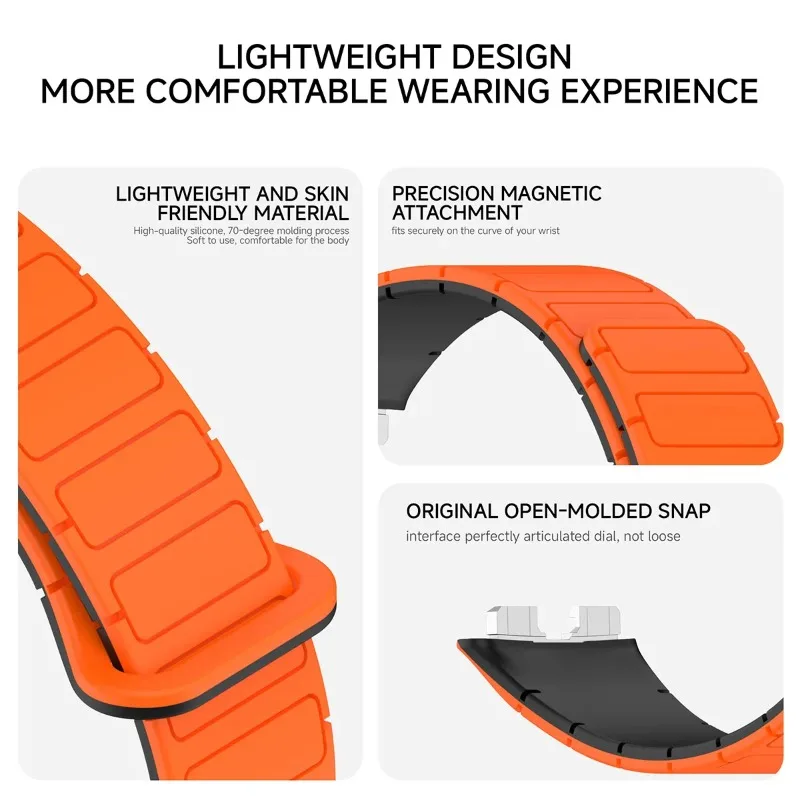 Correa magnética para Huawei Band 10/9/8, repuesto de correa de silicona, pulsera deportiva con bucle para Huawei Smartband 9 8 10 - imagen 2