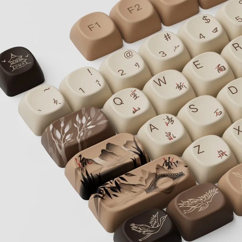 Akko Mountain secusion Theme Keycap Set, 140 teclas, PBT Dye-Sub MOA/Cherry Profile, teclas de teclado mecánico para diseños principales - imagen 3