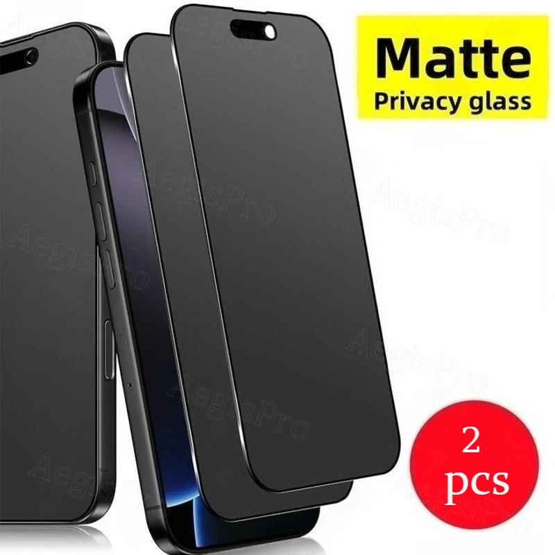 Protector de pantalla de vidrio templado de privacidad esmerilado, 2 uds., para IPhone 17/16/15/14/13/12/11 Pro Max Series, vidrio mate esmerilado - imagen 2
