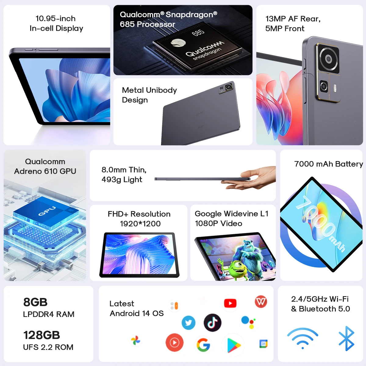 Tablet CHUWI AuPad Android 14 – Pantalla 2K FHD+ - imagen 2