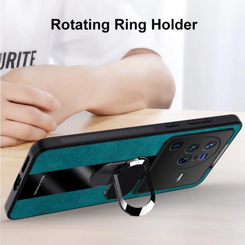 Funda de cuero PU con soporte de anillo para Vivo X80 Pro X Note 5G, funda protectora de silicona magnética de lujo para teléfono Vivo X Note X80 - imagen 5