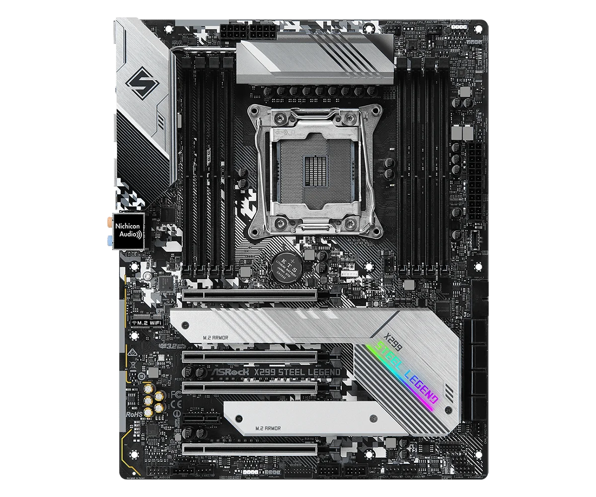 Placa base ASRock X299 X299 STEEL LEGEND LGA 2066 DDR4 256GB PCIe 3,0 i9-9960X i9-9920 i9-9820X i7-7800X 7900X Ultra M.2 ATX - imagen 2