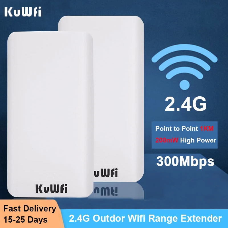 KuWFi 2,4G enrutador WI FI para exteriores 300Mbps potente repetidor WIFI punto a punto amplificador extensor de rango WiFi aumenta 1KM - imagen 2
