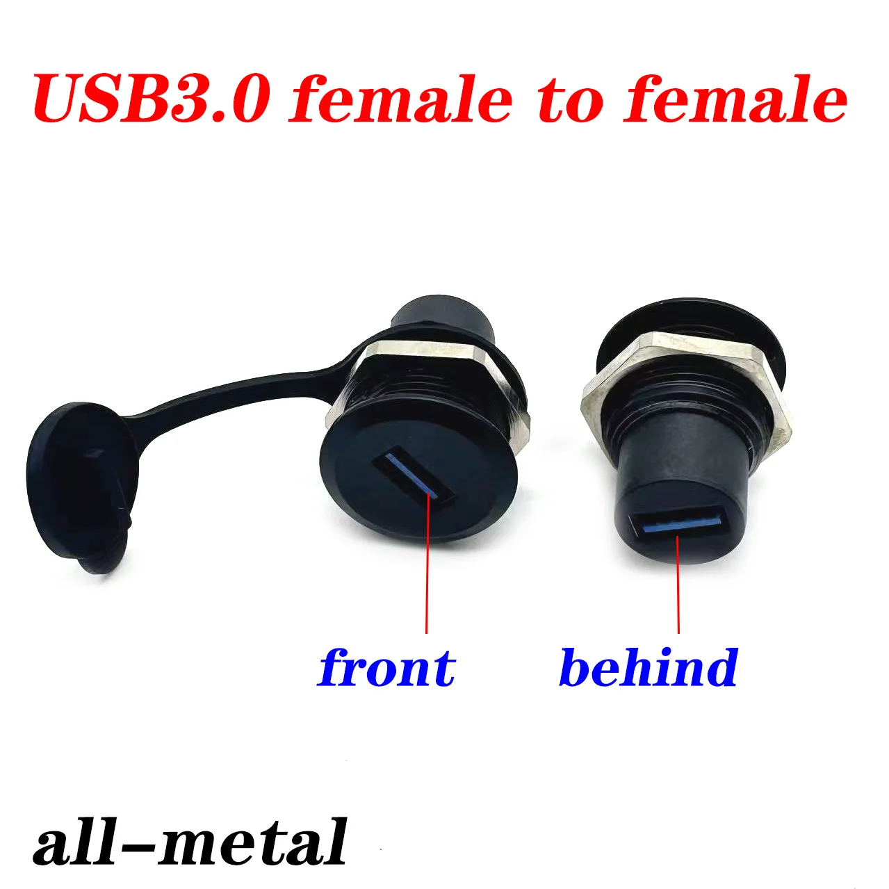 Conector USB2.0 USB3.0 totalmente metálico tipo D, acoplador de doble cabezal con tapa antipolvo, adaptador USB macho a hembra, montaje en Panel - imagen 5